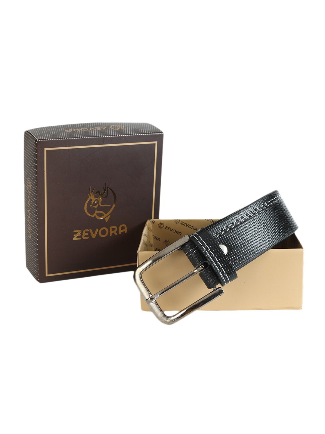

ZEVORA Men Leather Wide Belt, Black