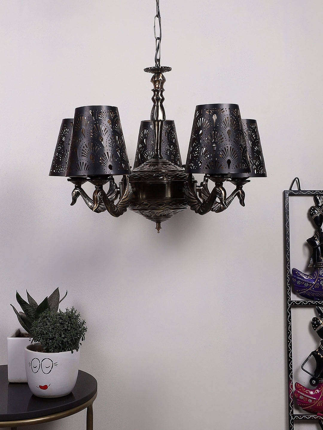 

Devansh Black New Era 05 Light Chandelier With Etching Shades