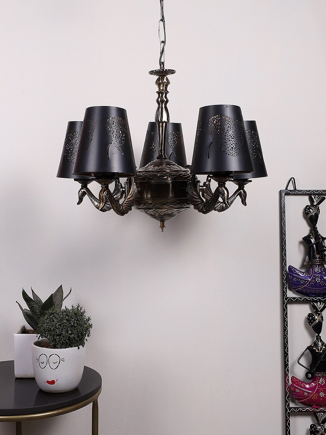 

Devansh Black New Era 05 Light Chandelier With Etching Shades