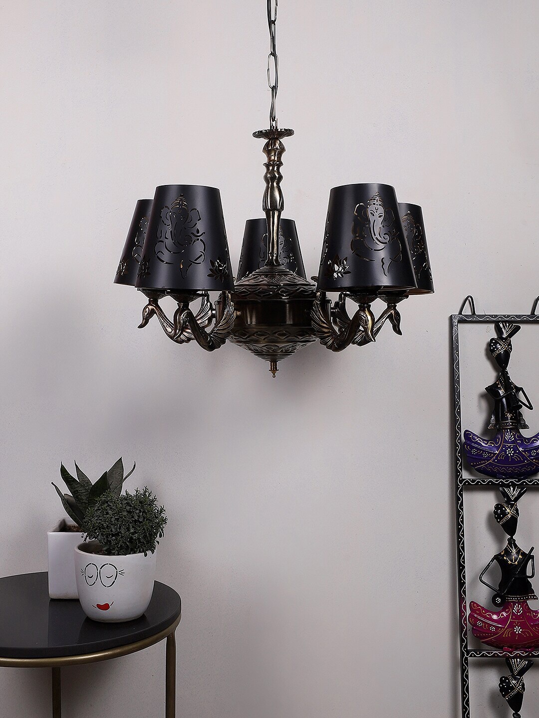 

Devansh Black New Era 05 Light Chandelier With Etching Shades