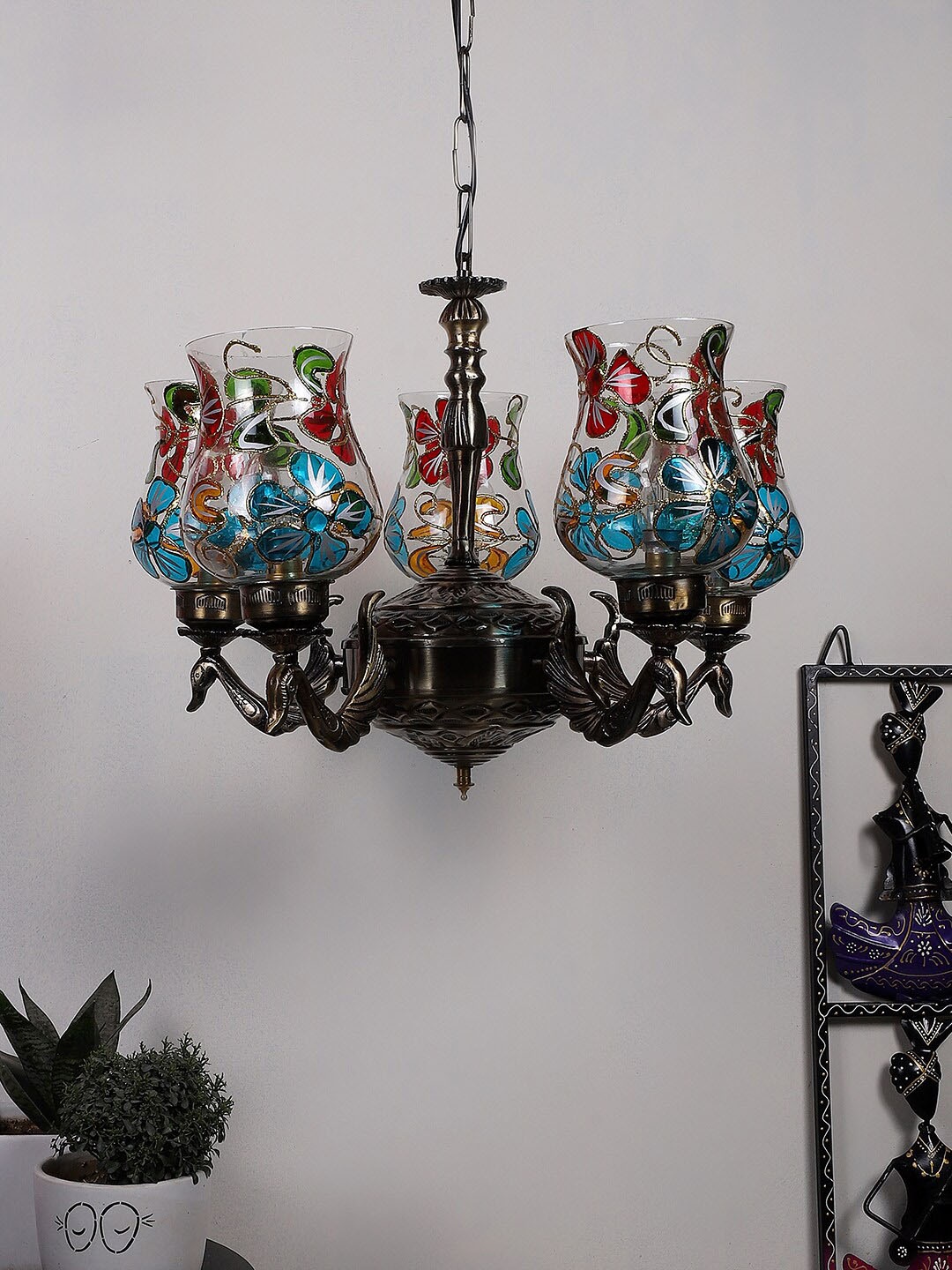 

Devansh White & Red Mosaic Design Glass Ceiling Lamp