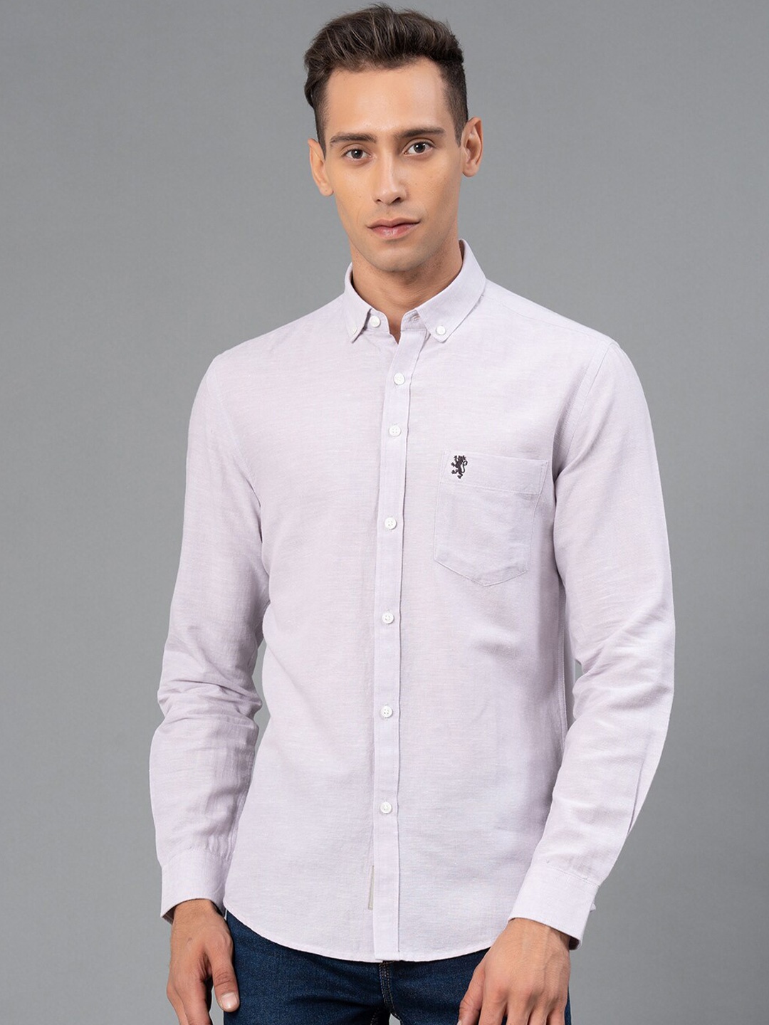 

Red Tape Button-Down Collar Regular Fit Casual Shirt, Purple