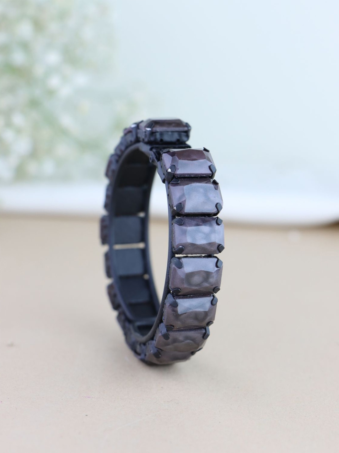 

I Jewels Women Kada Slip-On Bracelet, Grey