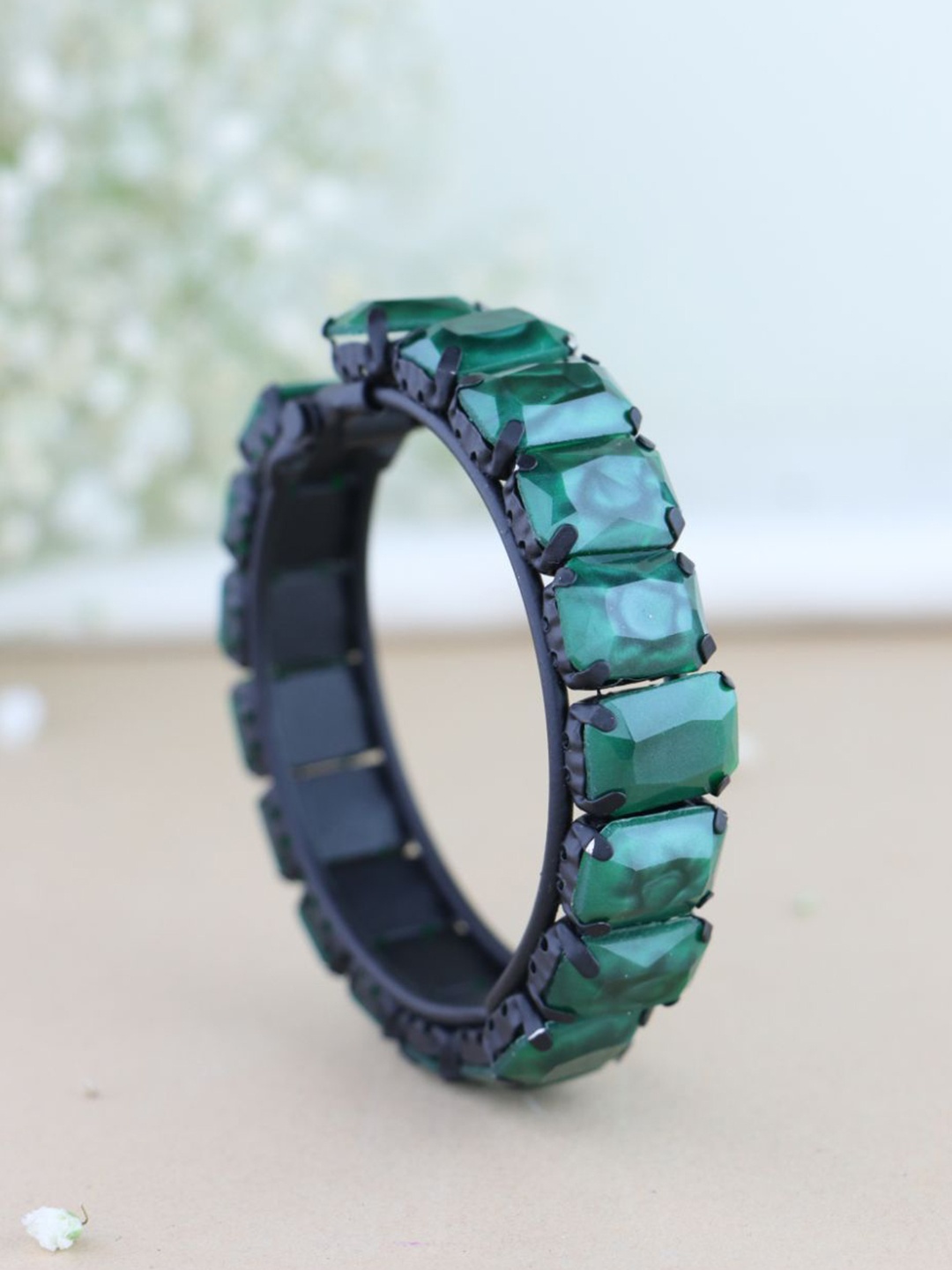 

I Jewels Women Pearl Kada Slip-On Bracelet, Green