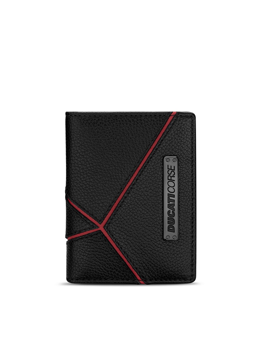 

DUCATI CORSE Men Textured Leather Card Holder, Black