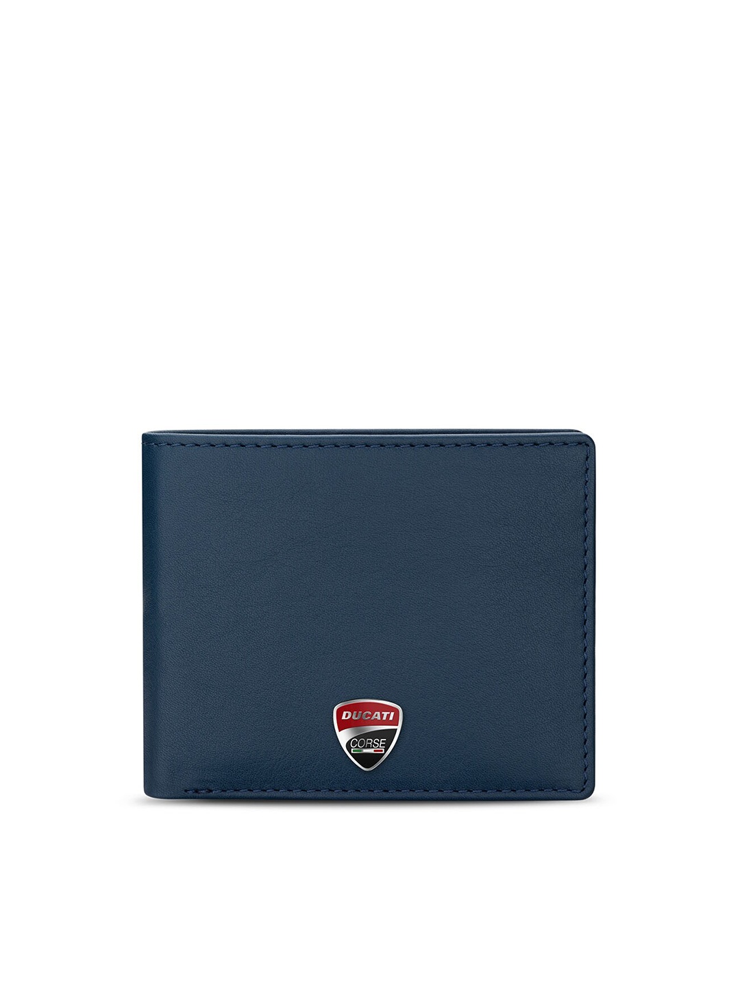 

DUCATI CORSE Men Leather Two Fold Wallet, Navy blue