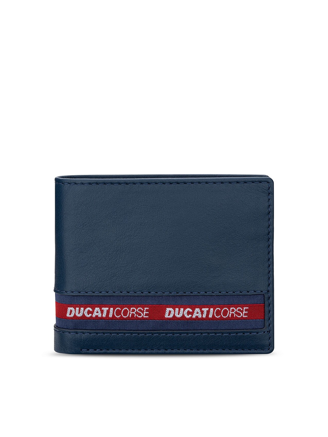 

DUCATI CORSE Men Leather Two Fold Wallet, Navy blue