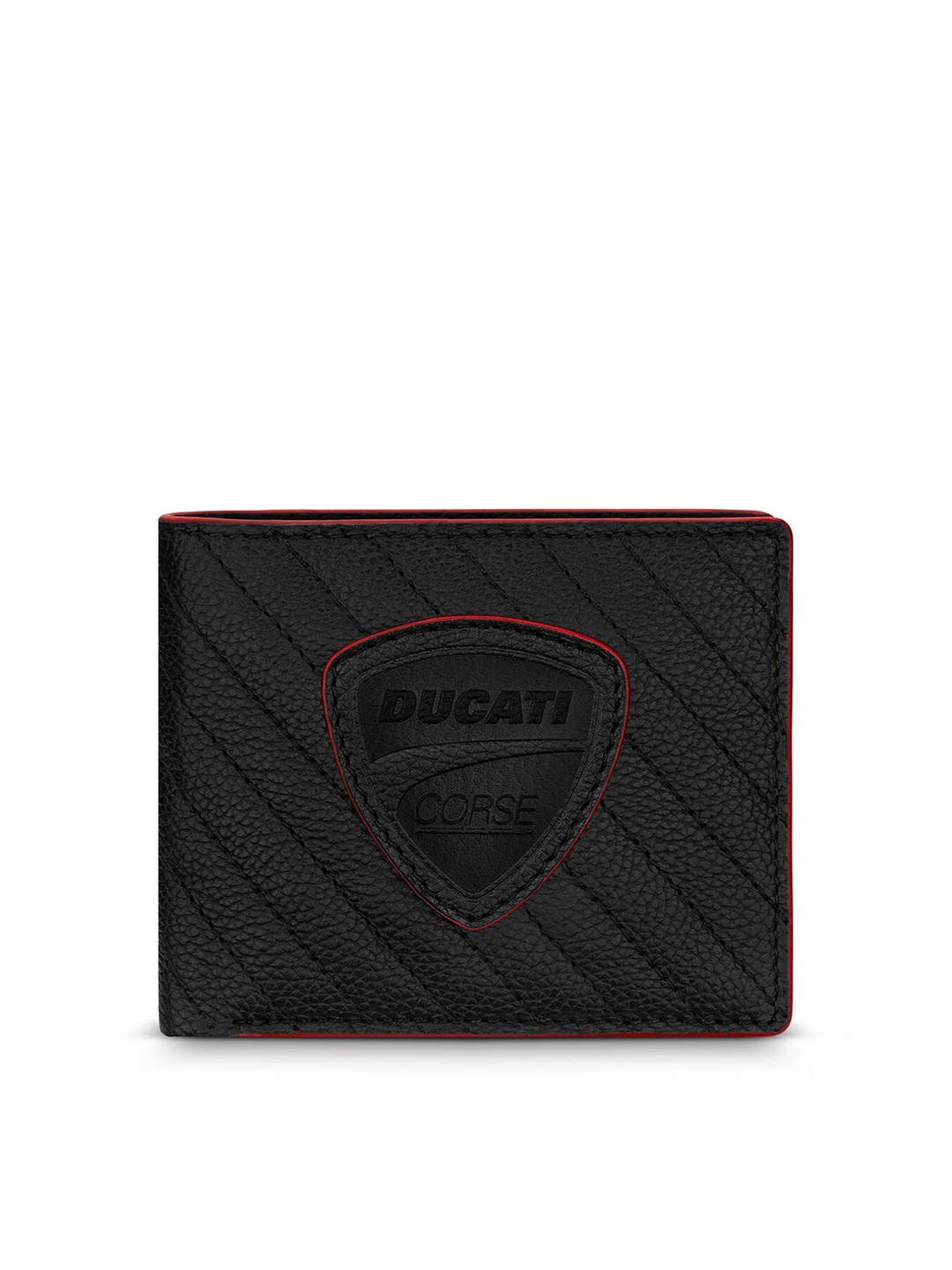 

DUCATI CORSE Men Textured Leather Two Fold Wallet, Black