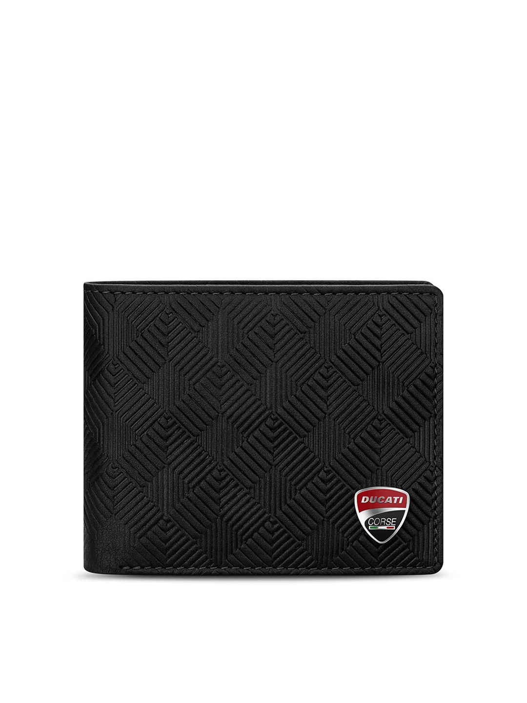 

DUCATI CORSE Men Textured Leather Two Fold Wallet, Black