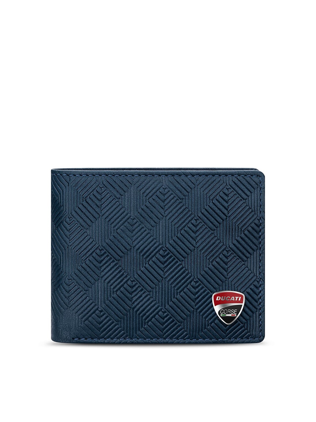 

DUCATI CORSE Men Textured Leather Two Fold Wallet, Navy blue