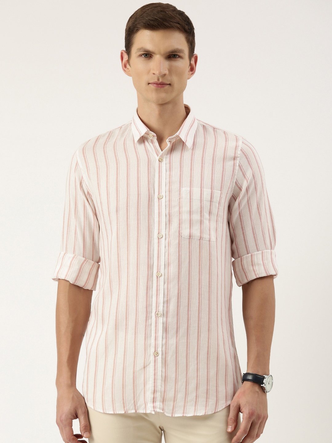 

Peter England Slim Fit Striped Casual Shirt, White