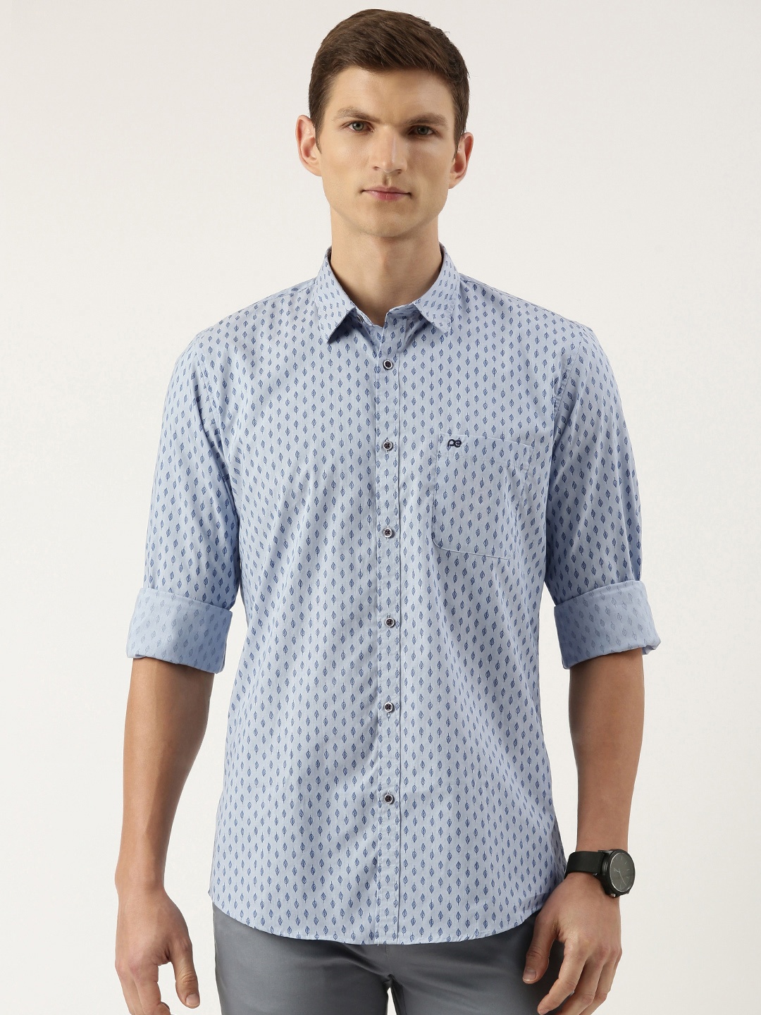 

Peter England Slim Fit Opaque Printed Casual Shirt, Blue