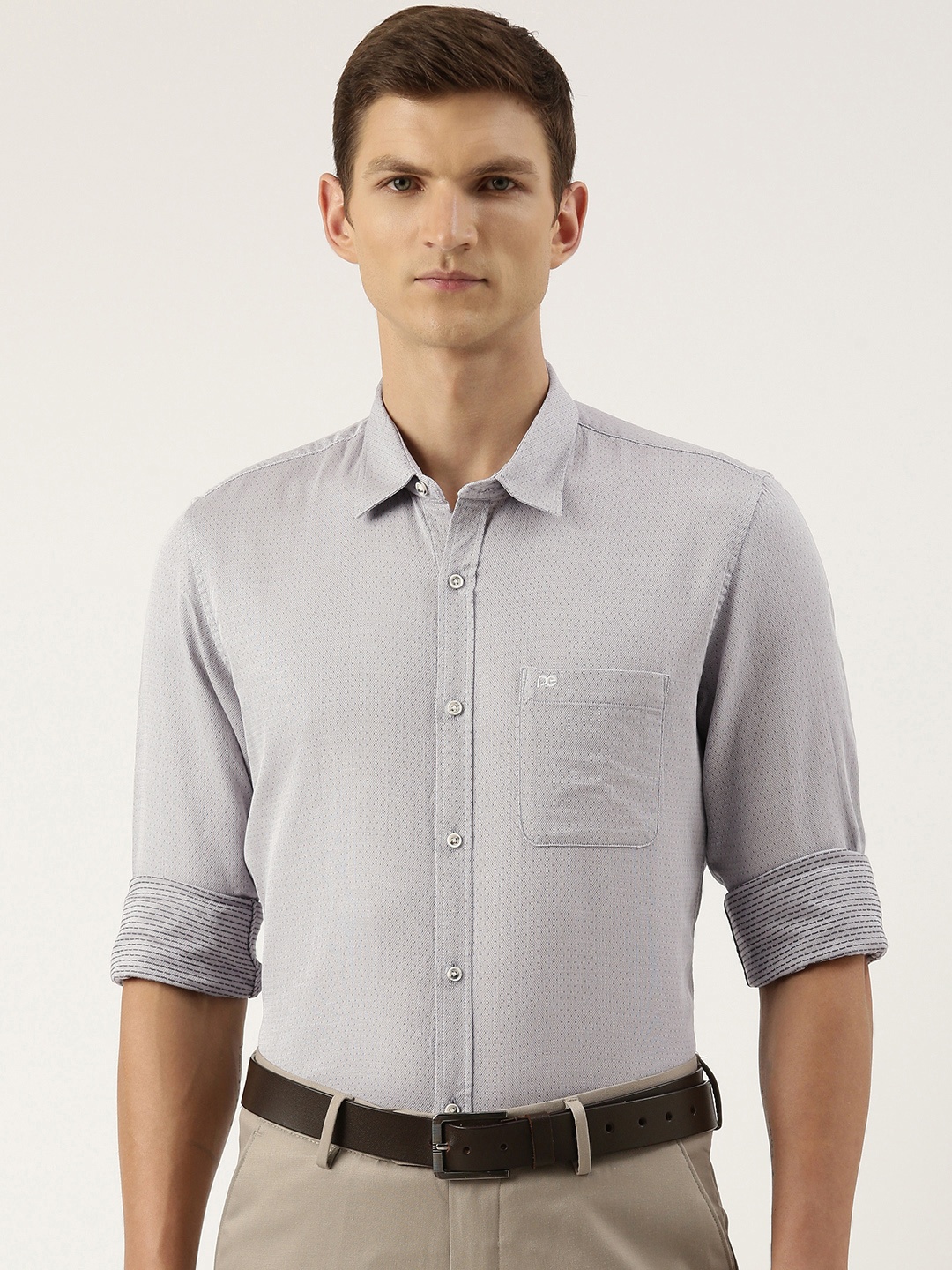

Peter England Men Slim Fit Opaque Casual Shirt, Grey