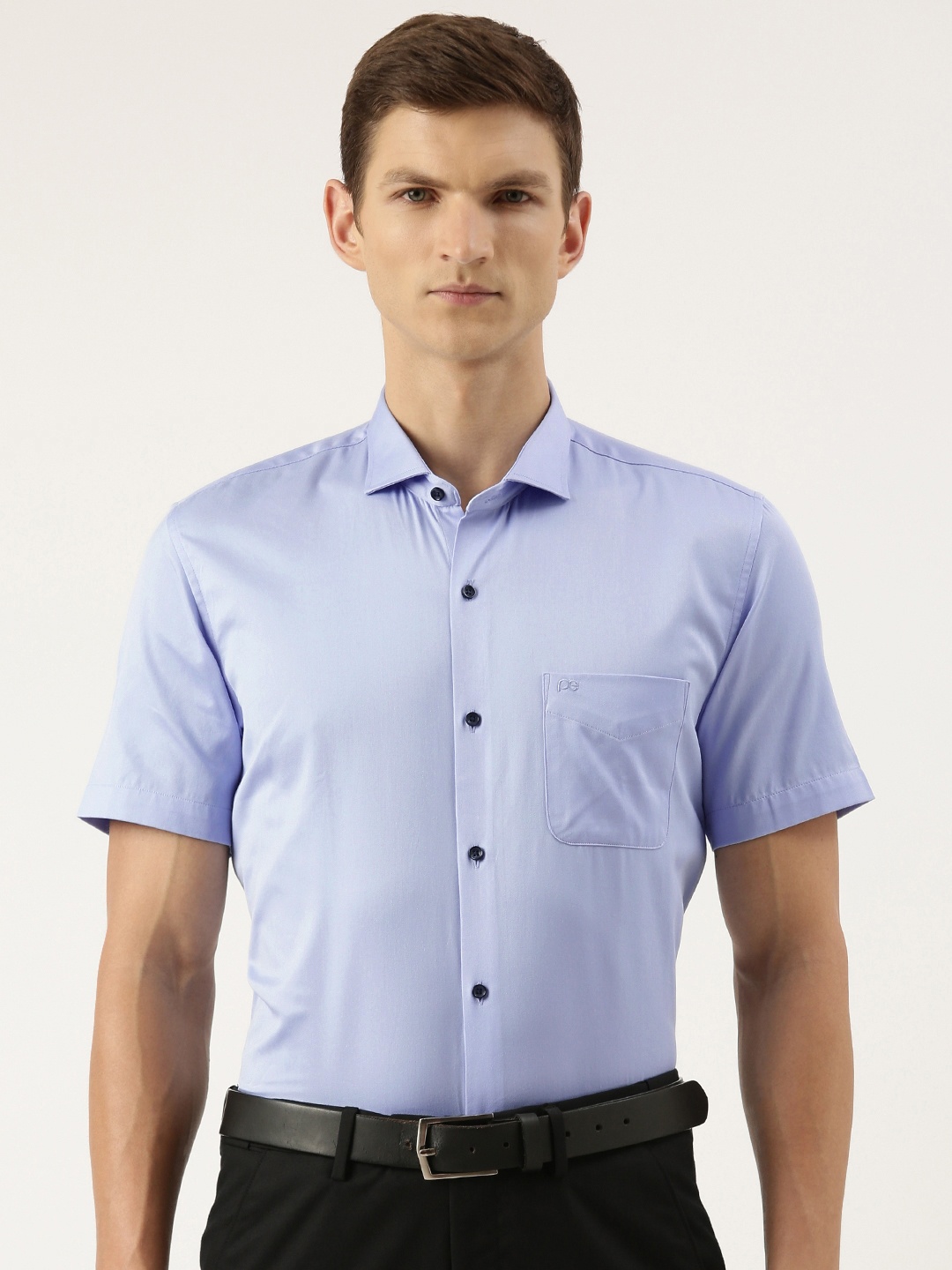 

Peter England Men Slim Fit Opaque Formal Shirt, Blue