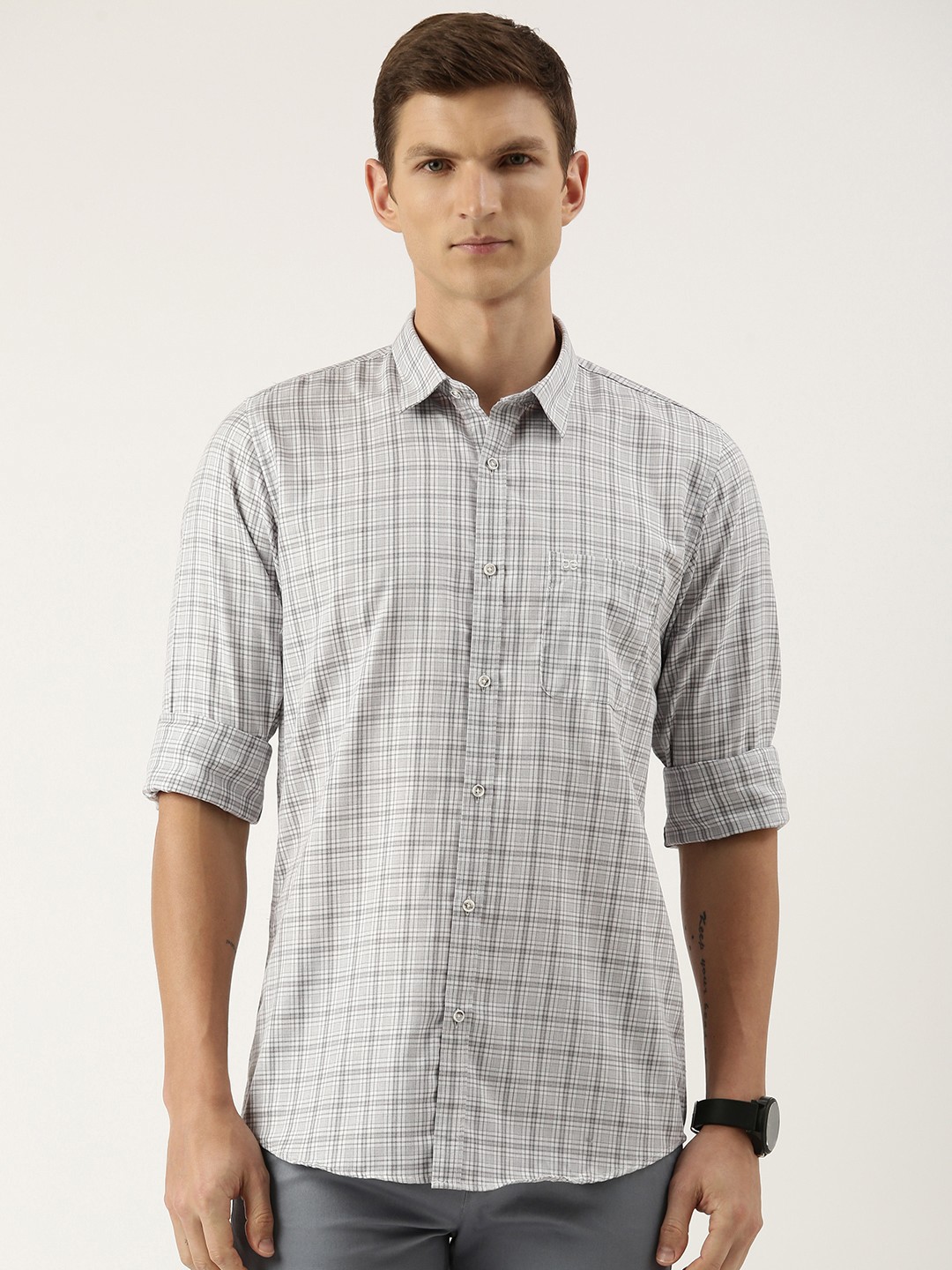 

Peter England Slim Fit Tartan Checked Casual Shirt, Grey