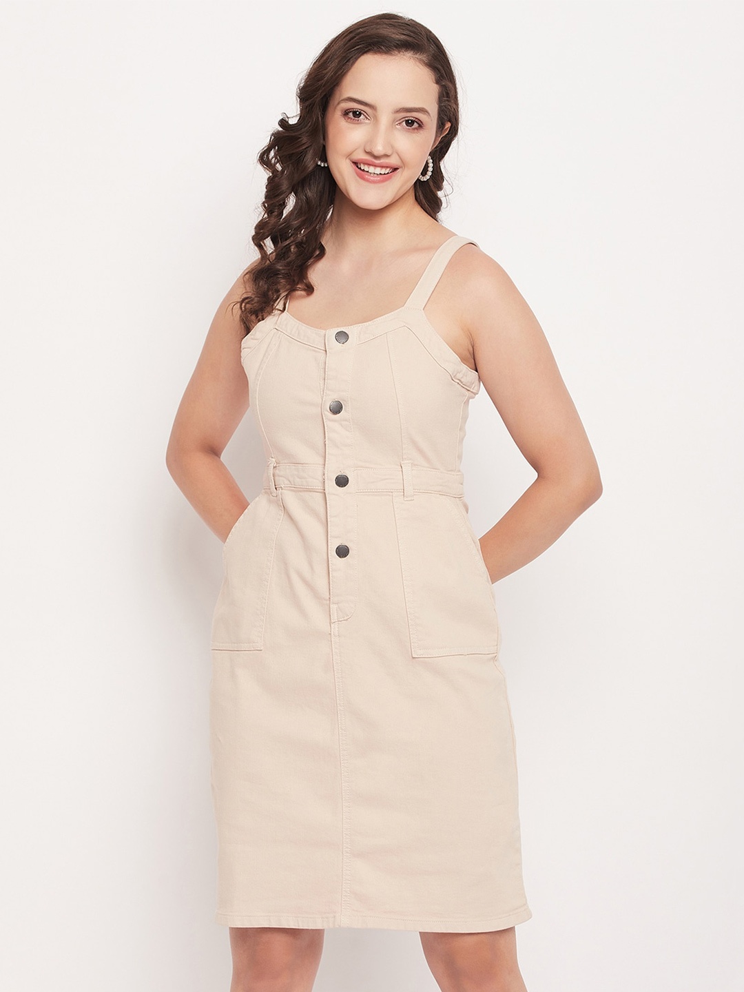 

Madame Shoulder Strap Sheath Dress, Beige