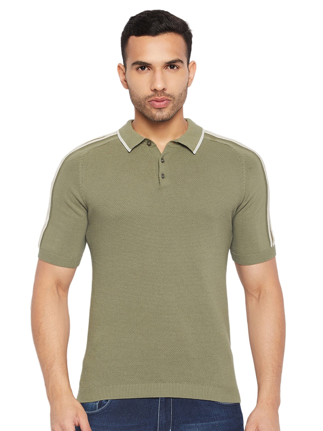 

CAMLA Polo Collar Cotton T-shirt, Green