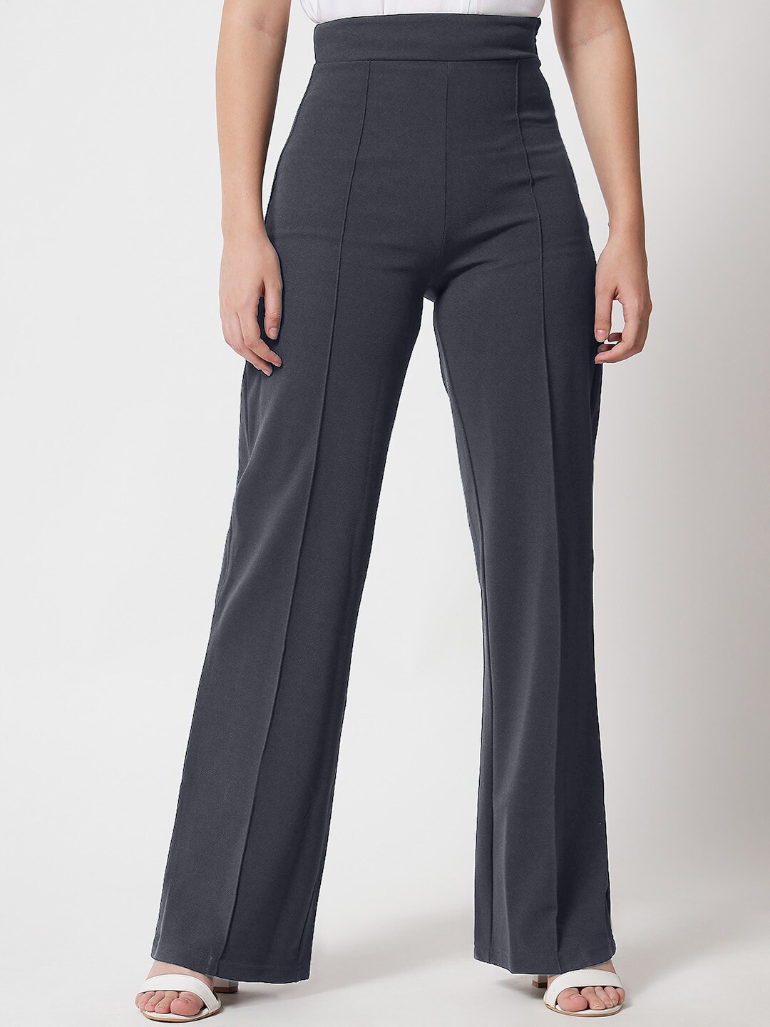 

LEE TEX Women Relaxed Straight Leg Fit High-Rise Parallel Trousers, Grey