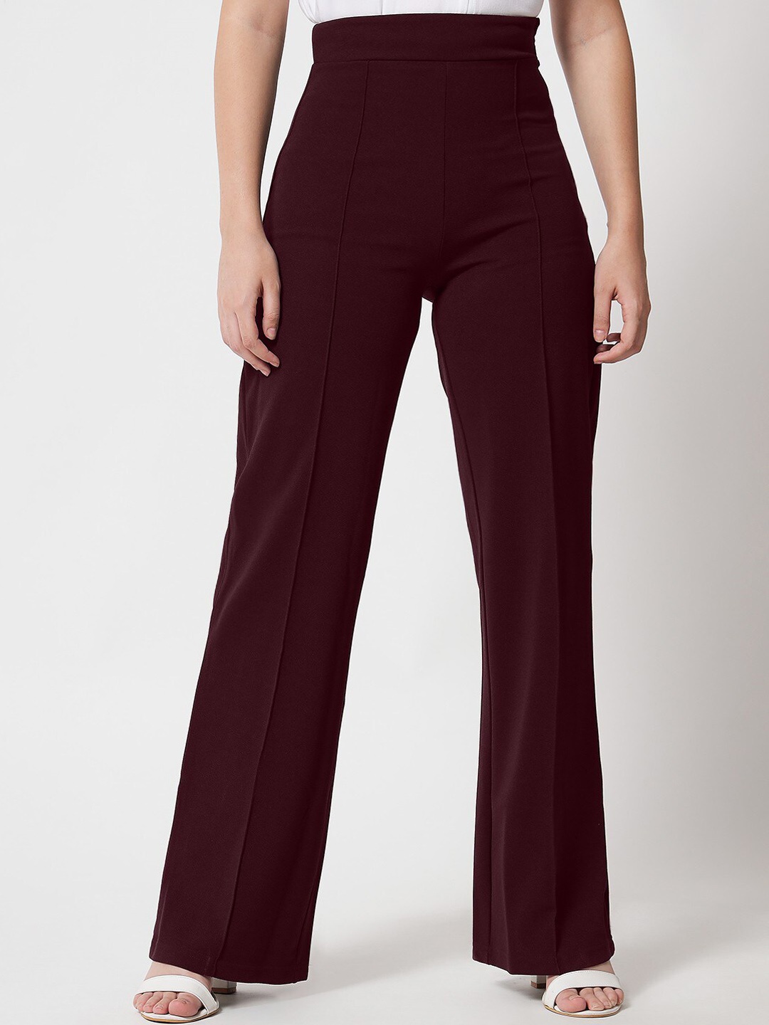 

LEE TEX Women Relaxed Straight Leg Fit High-Rise Parallel Trousers, Maroon