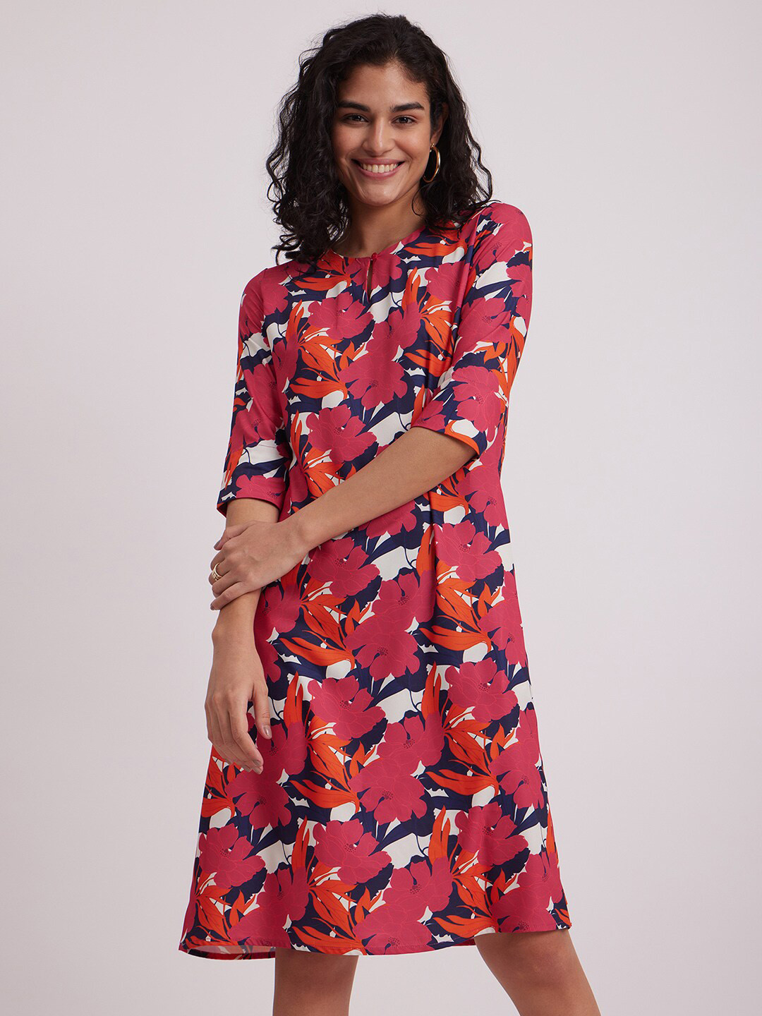 

FableStreet Floral Print Formal A-Line Dress, Orange