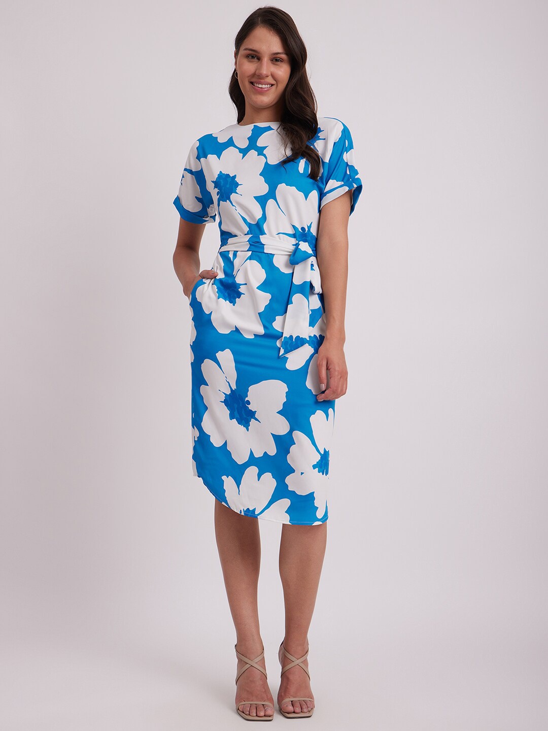 

FableStreet Floral Print Formal Sheath Dress, Blue