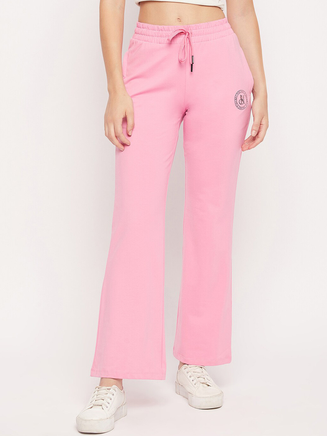

MADAME M SECRET Women Mid-Rise Cotton Track Pants, Pink