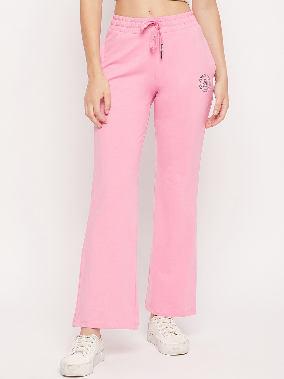 

MADAME M SECRET Women Mid-Rise Cotton Track Pants, Pink