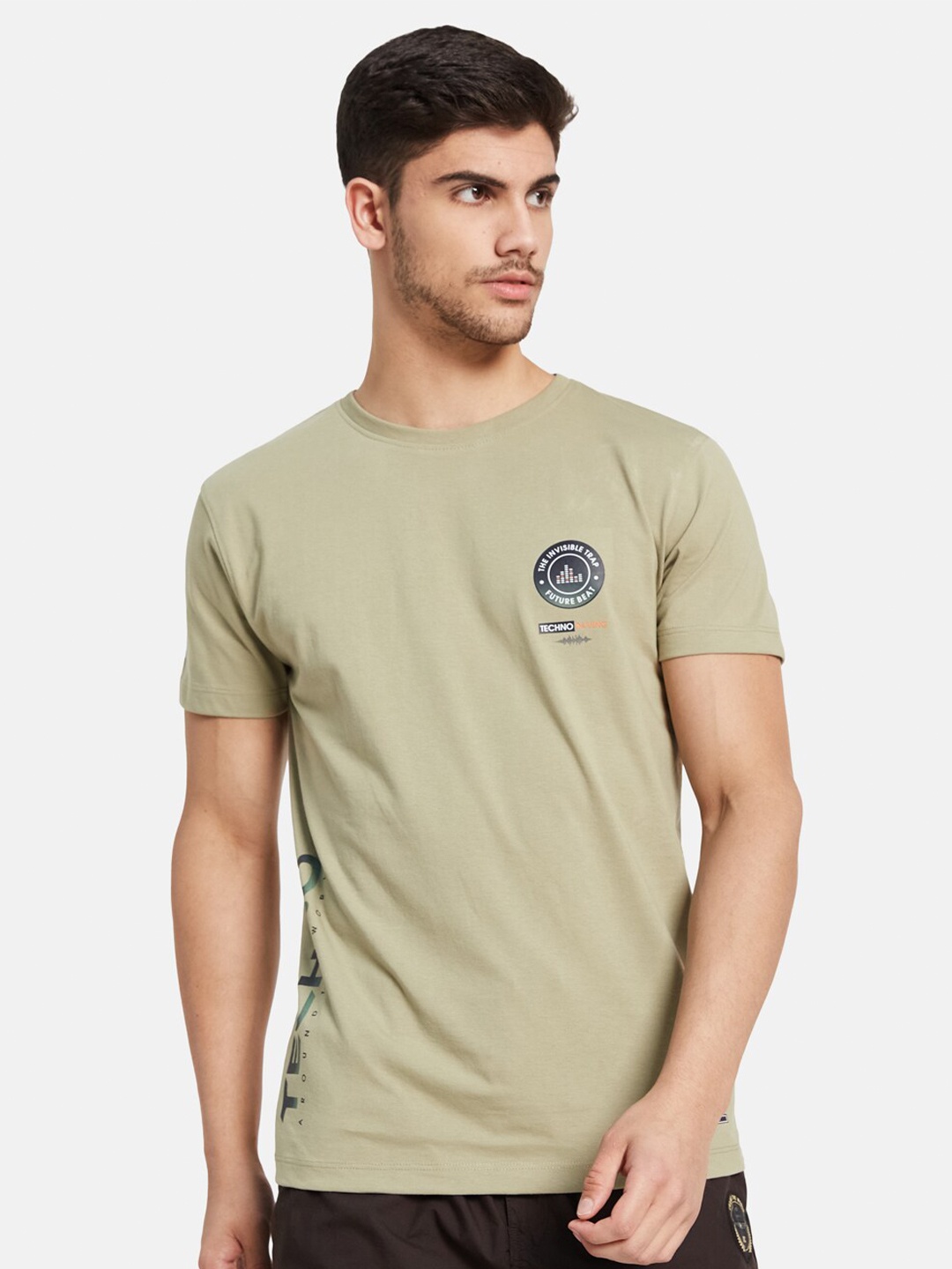 

Octave Round Neck Cotton T-shirt, Olive