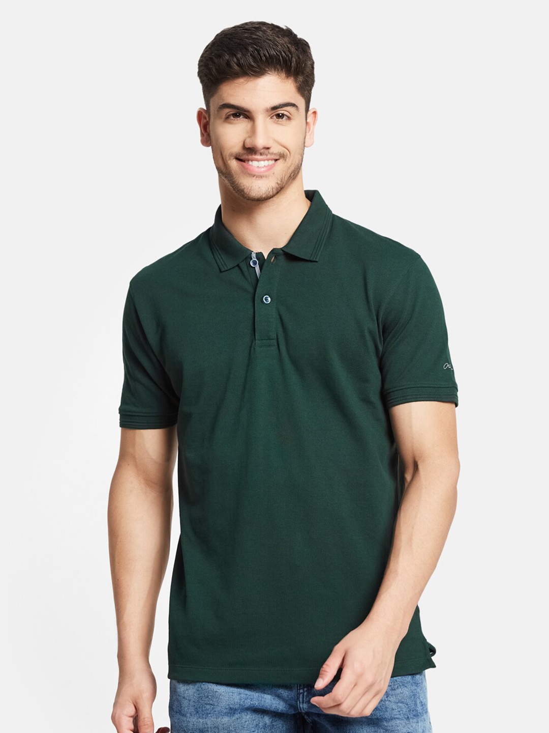 

Octave Polo Collar Cotton T-shirt, Green