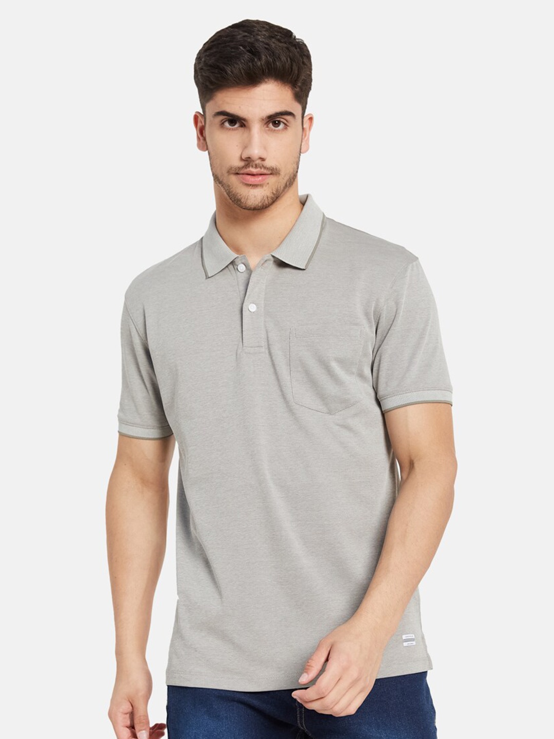 

Octave Polo Collar Cotton T-shirt, Grey