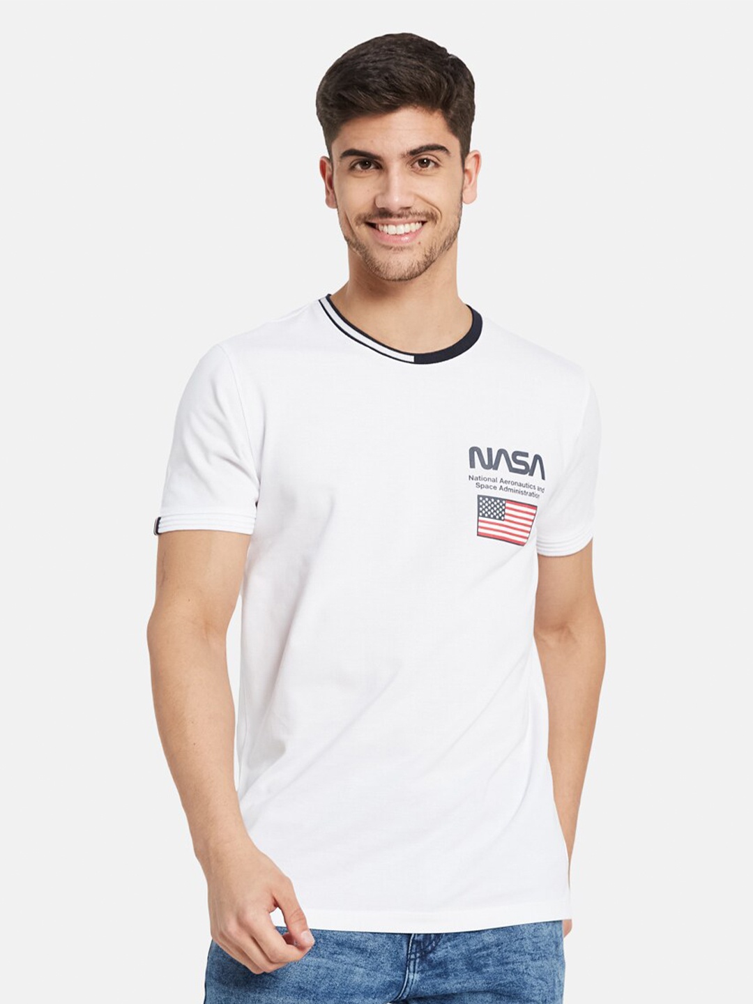 

Octave Typography Printed Casual Cotton T-shirt, White