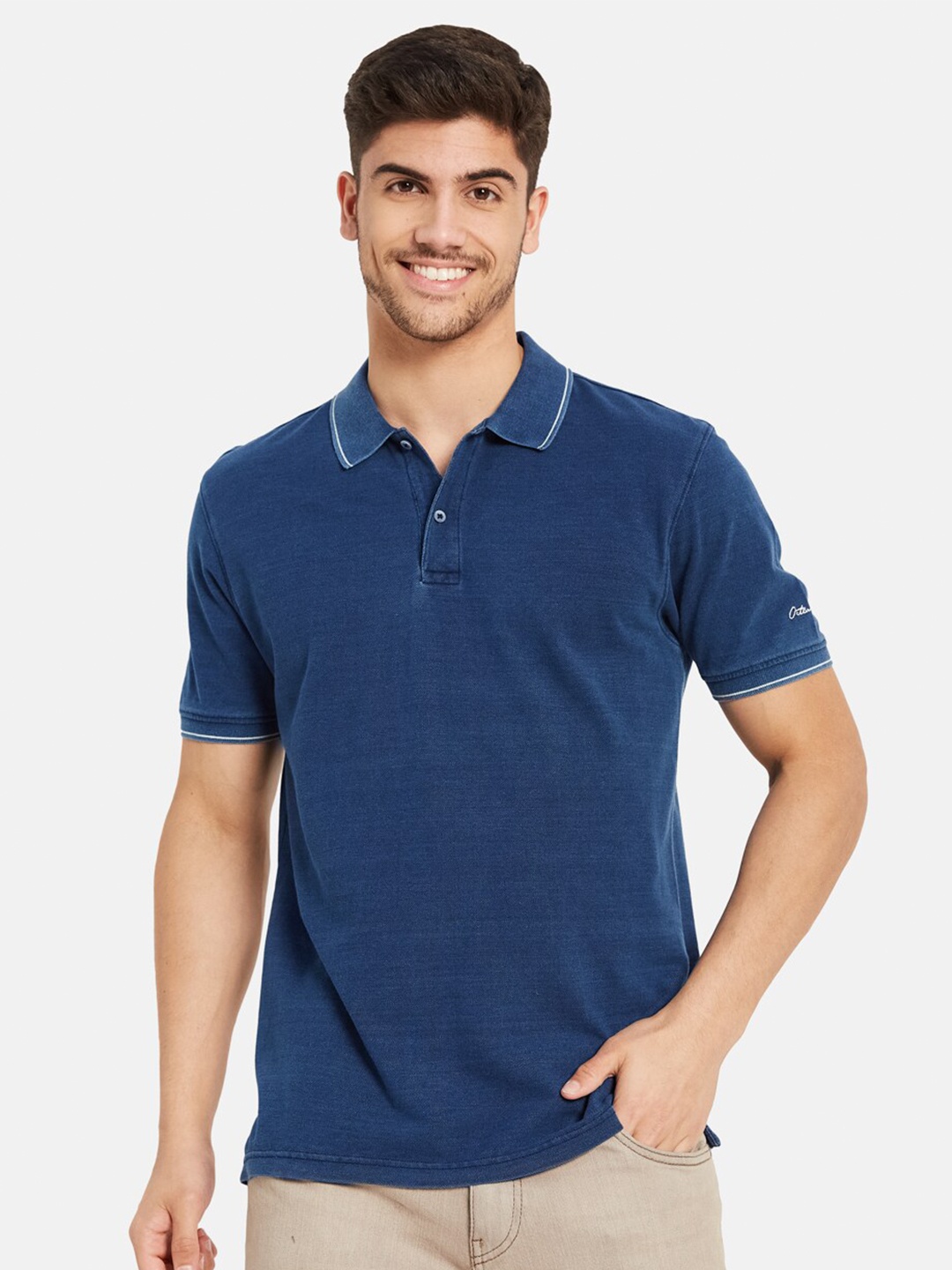 

Octave Polo Collar Cotton T-shirt, Blue