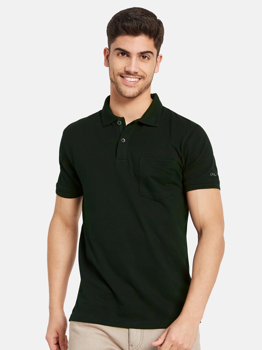 

Octave Polo Collar Pure Cotton T-shirt, Olive