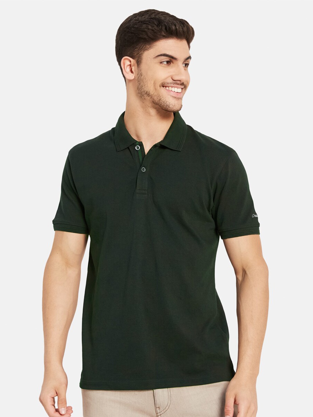 

Octave Polo Collar Cotton T-shirt, Olive