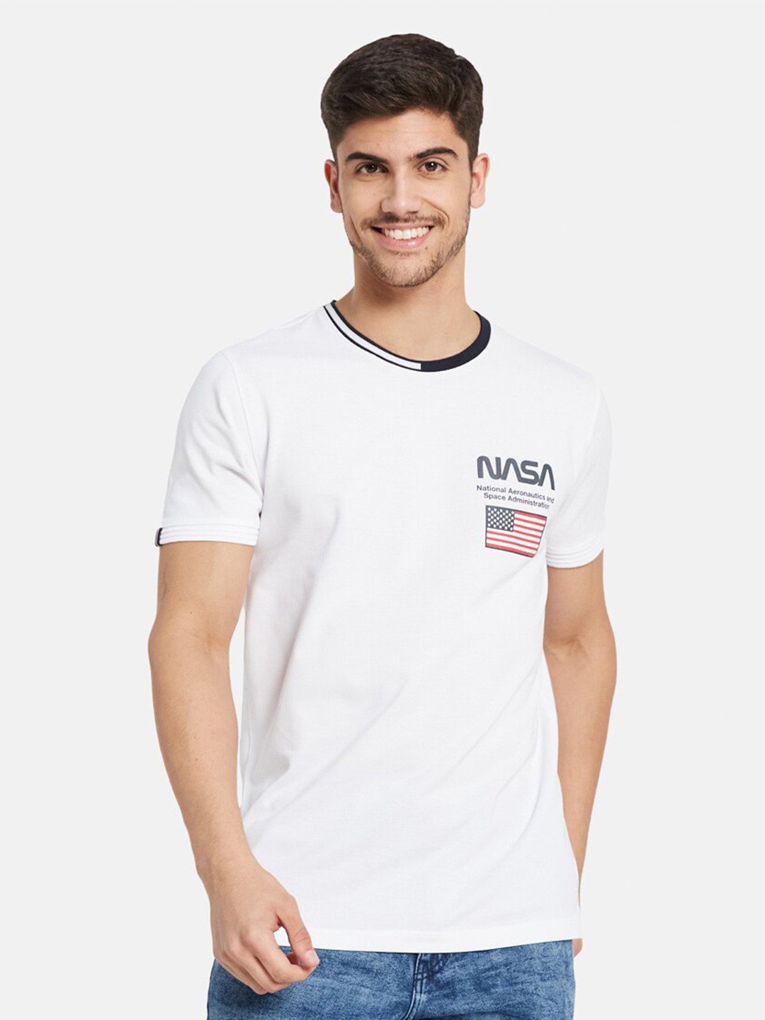 

Octave Round Neck Cotton T-shirt, White