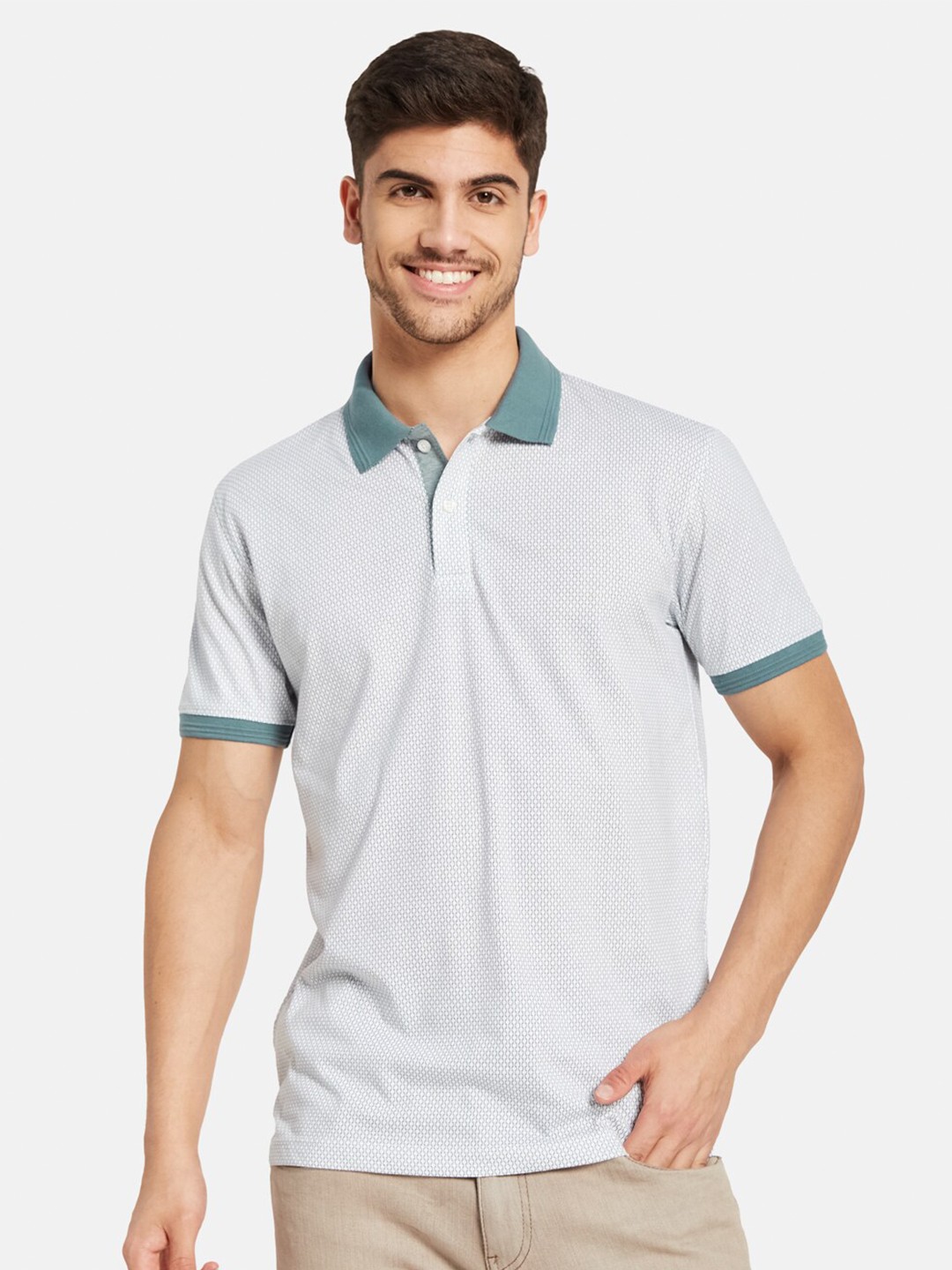 

Octave Men Blue Polo Collar Pockets T-shirt