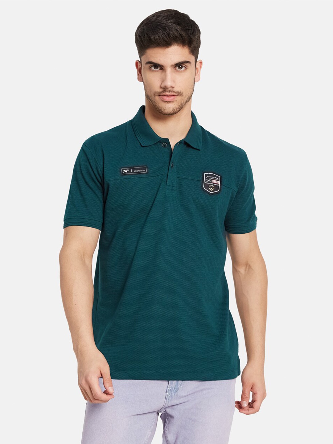 

Octave Polo Collar Cotton T-shirt, Green