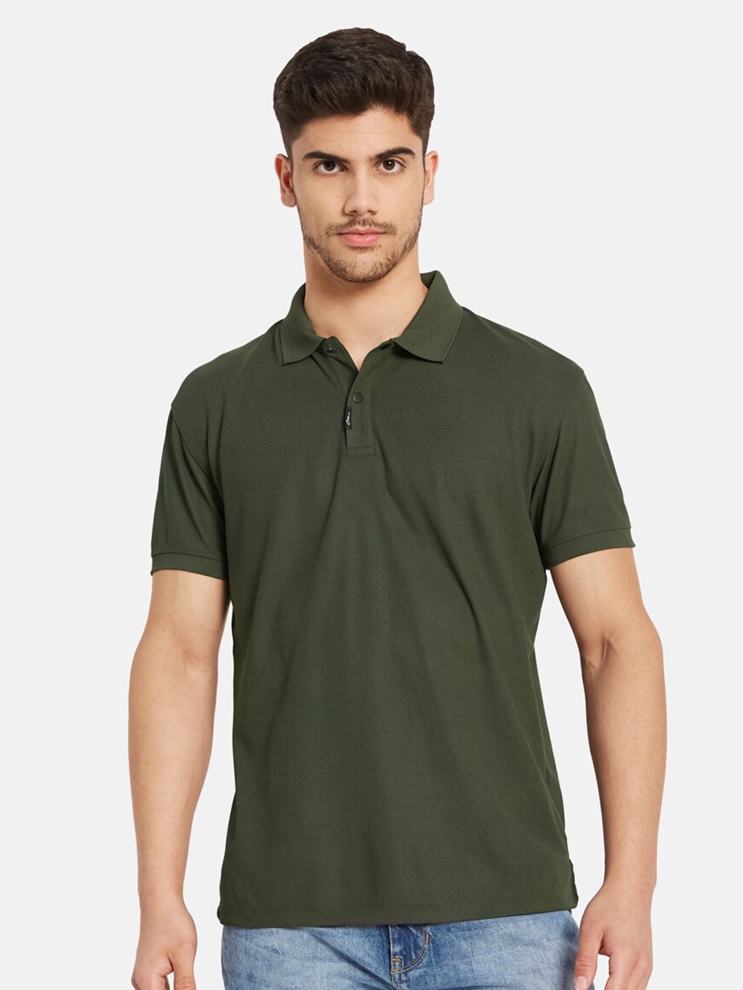 

Octave Polo Collar Cotton T-shirt, Olive