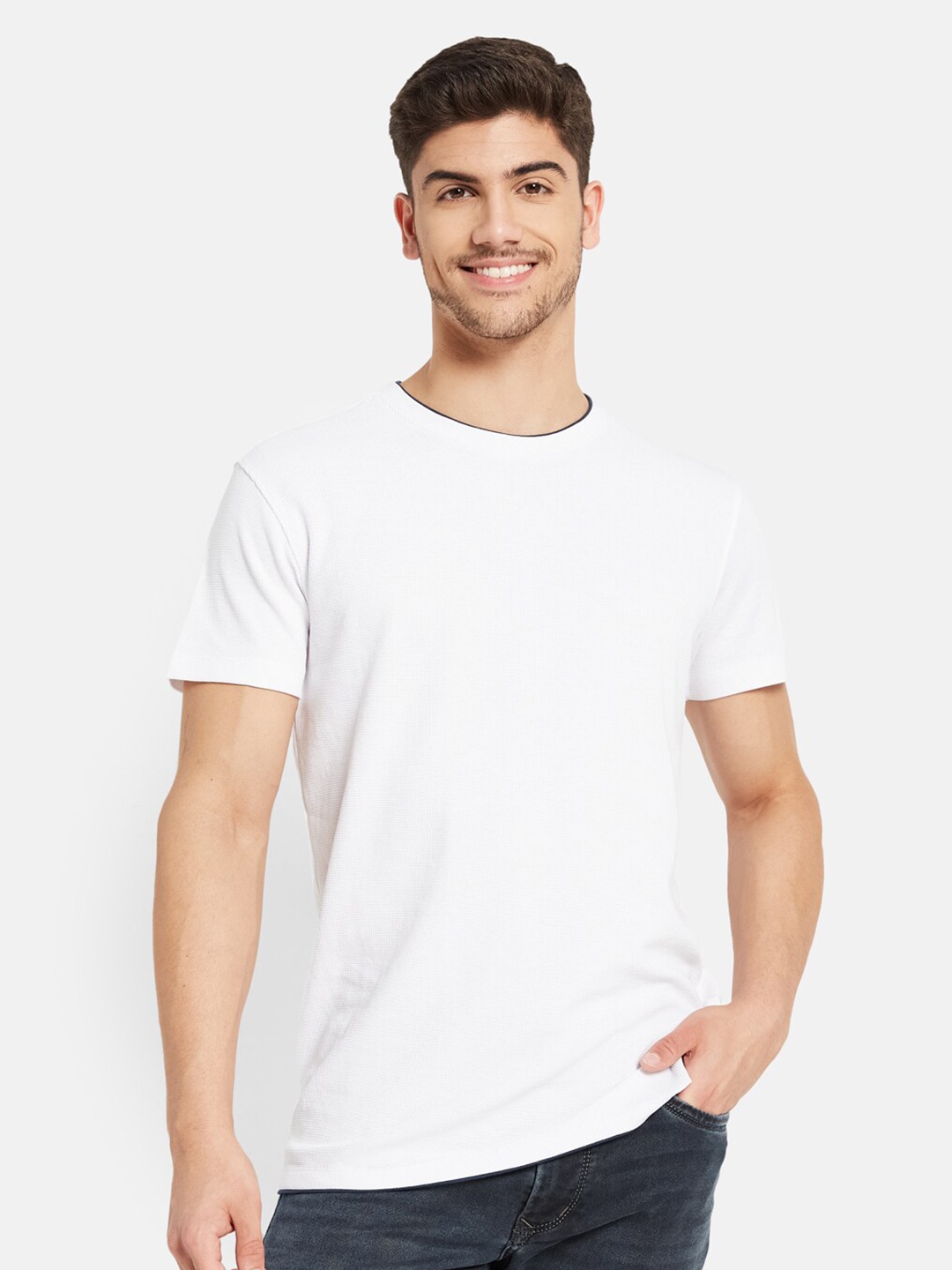 

Octave Round Neck Cotton T-shirt, White