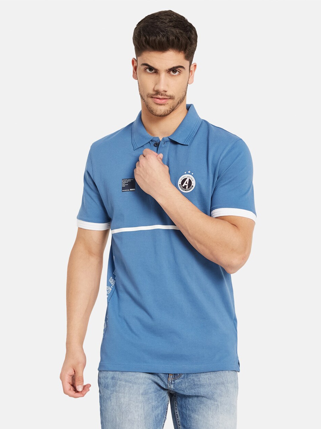 

Octave Polo Collar Cotton T-shirt, Blue