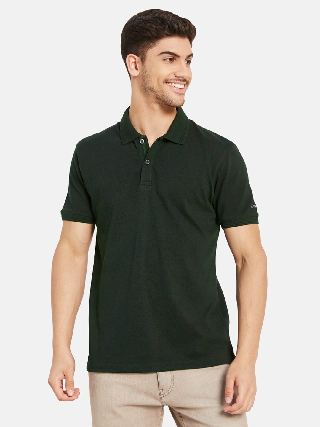 

Octave Regular Polo Collar Cotton T-shirt, Olive