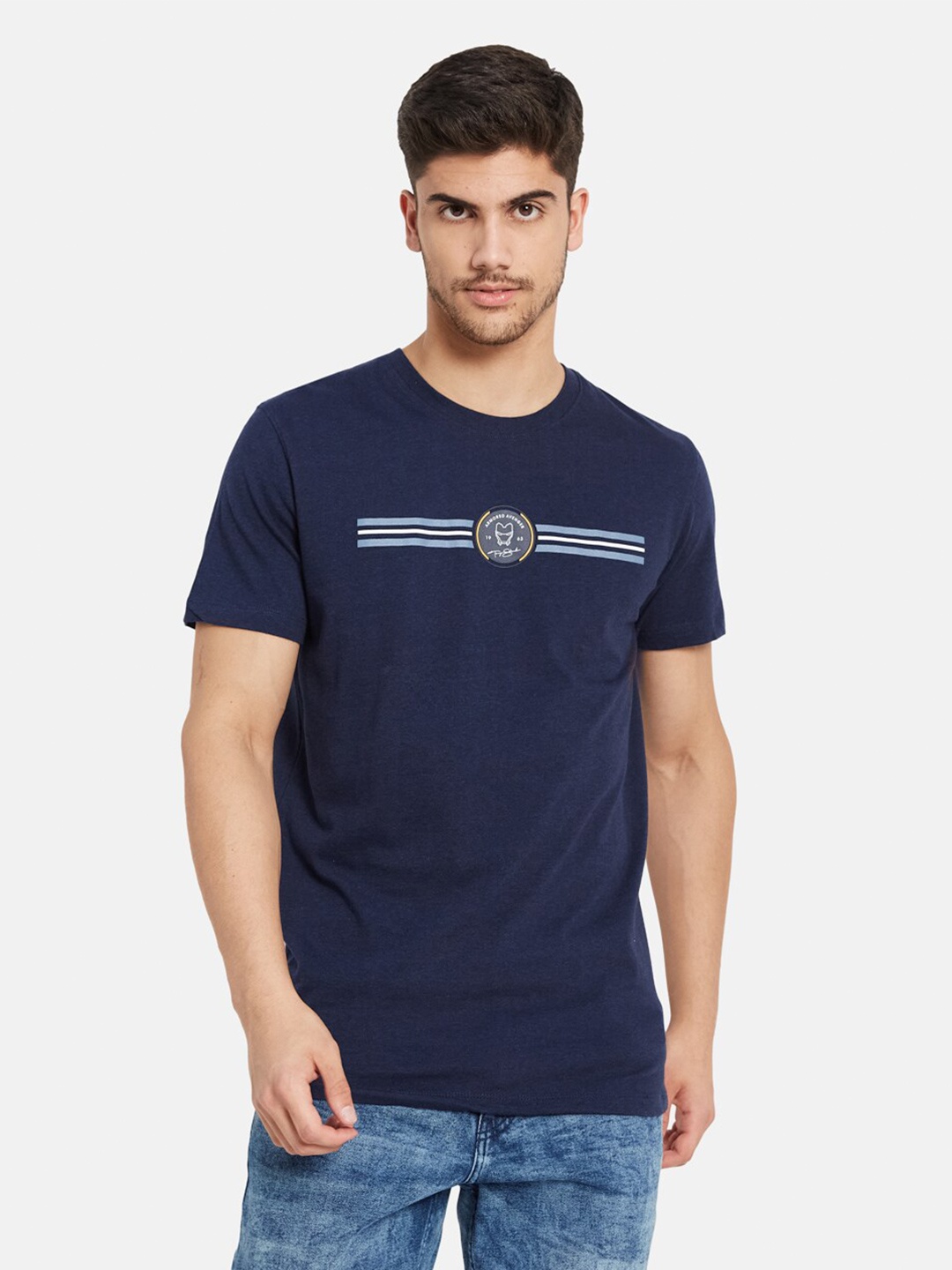 

Octave Iron Man Printed Casual Cotton T-shirt, Blue