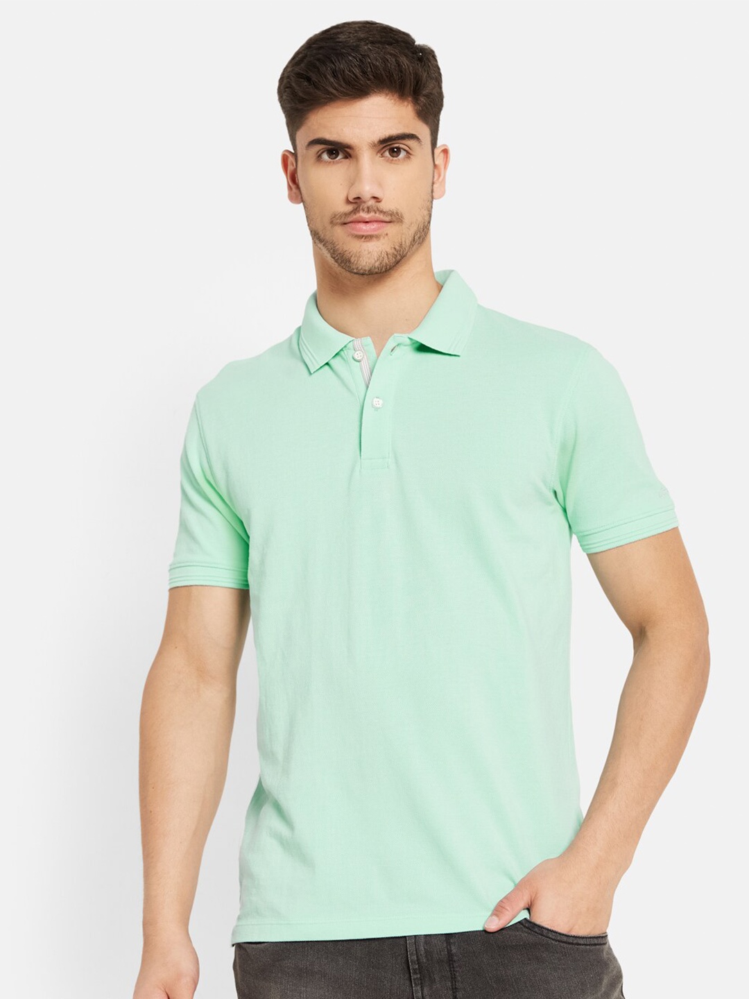 

Octave Polo Collar Short Sleeves Cotton T-shirt, Sea green