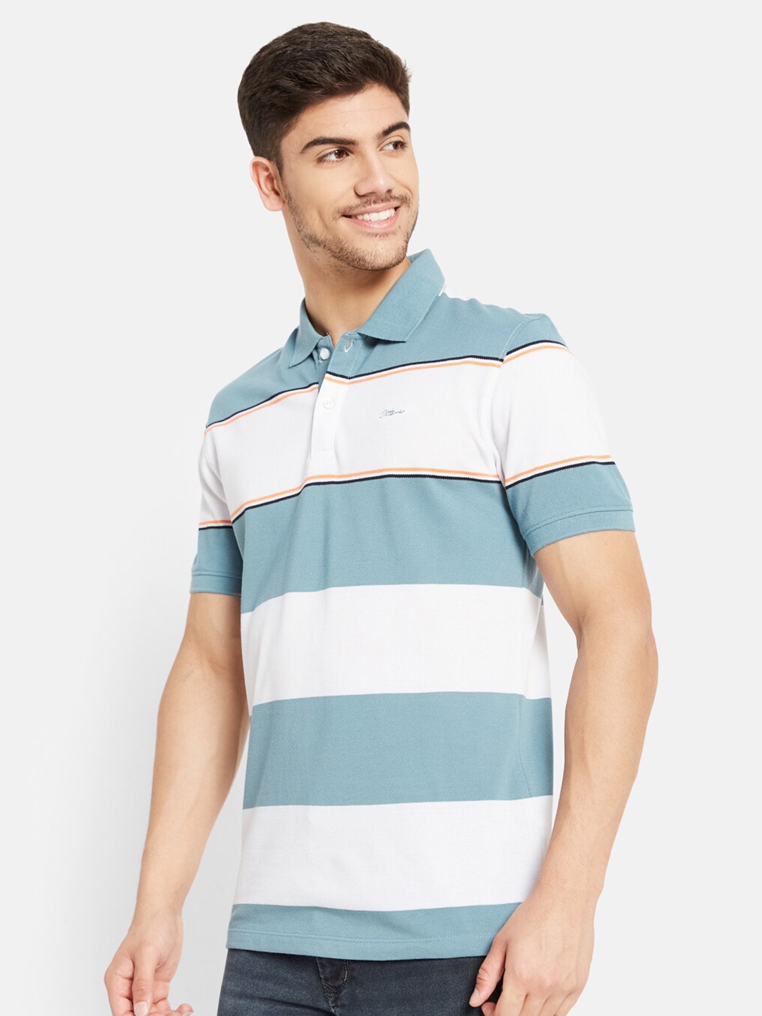 

Octave Polo Collar Striped Cotton T-shirt, Blue