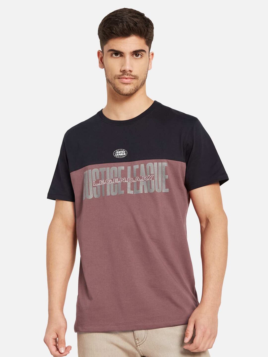 

Octave Typography Printed Cotton T-shirt, Mauve