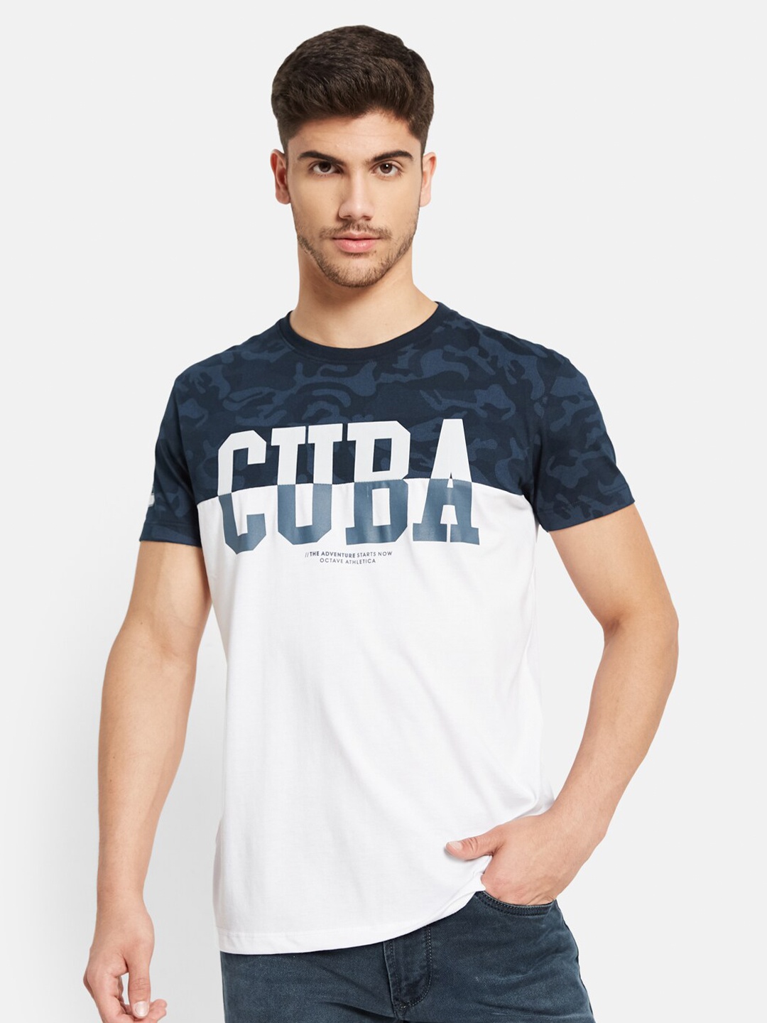 

Octave Typography Printed Cotton T-shirt, White