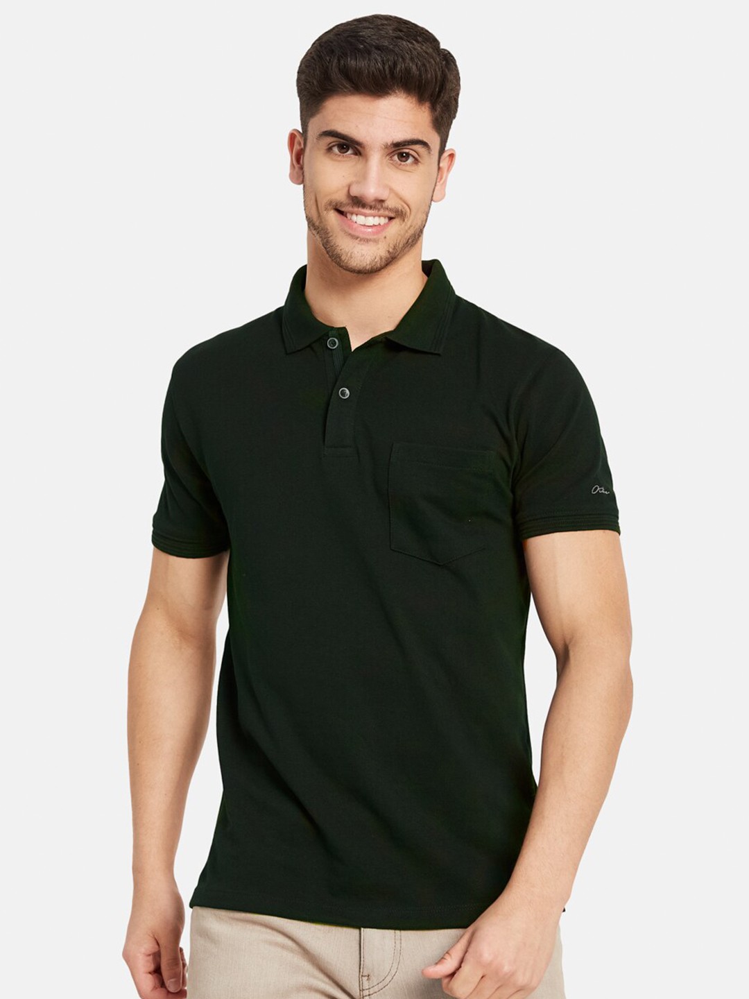 

Octave Polo Collar Cotton T-shirt, Green