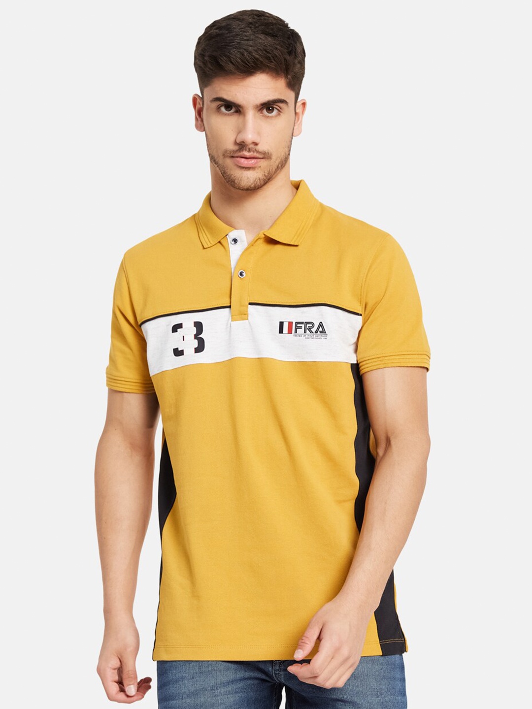

Octave Typography Printed Polo Collar T-shirt, Yellow