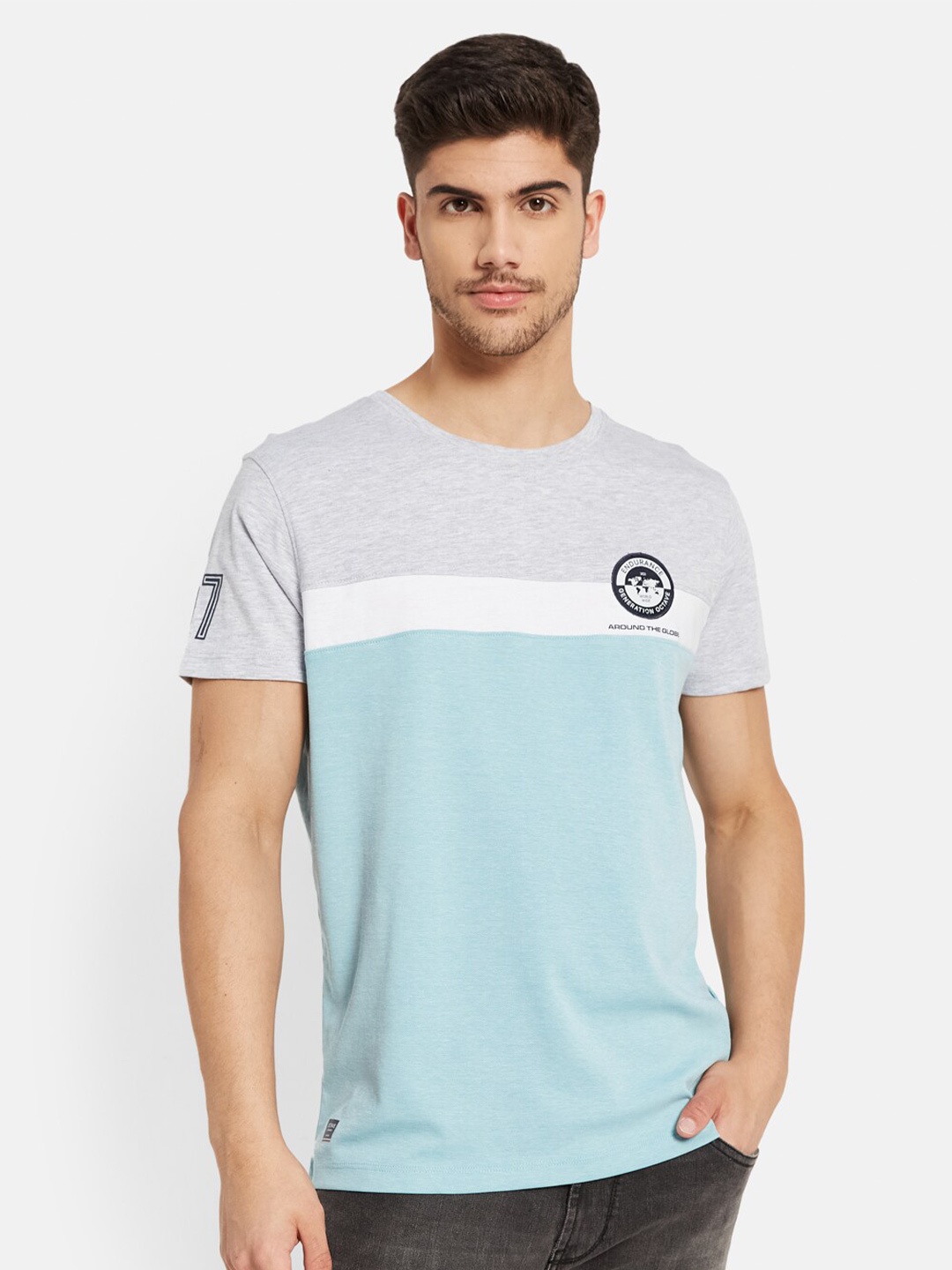 

Octave Colourblocked Cotton T-shirt, Green
