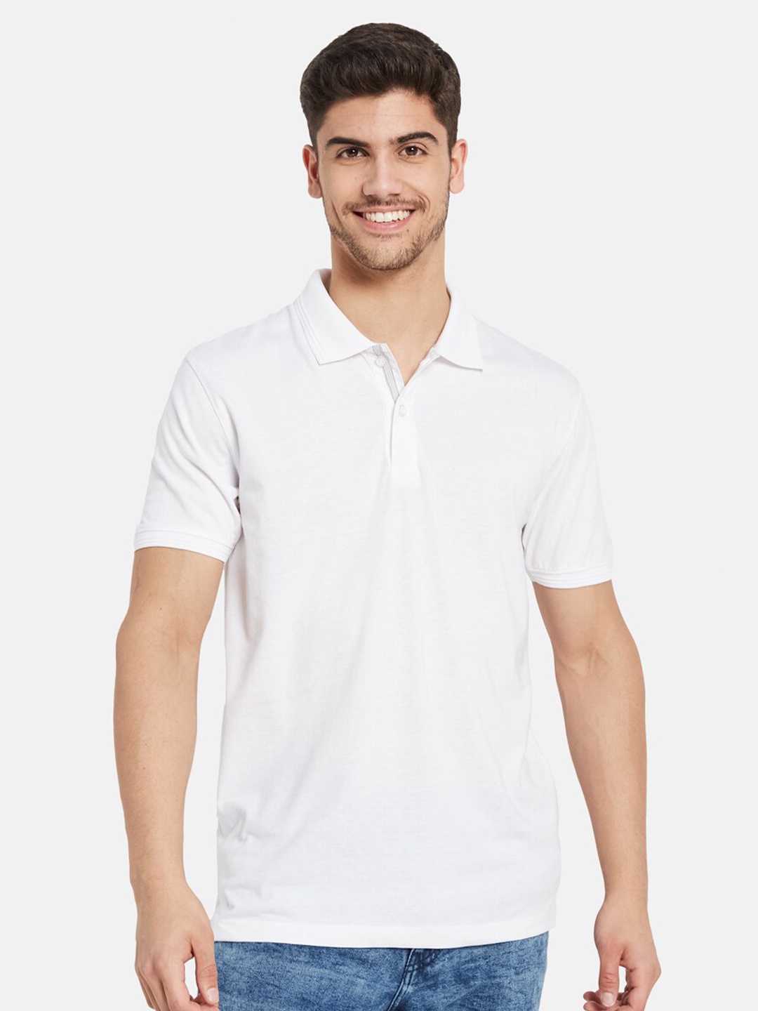 

Octave Polo Collar Cotton T-shirt, White